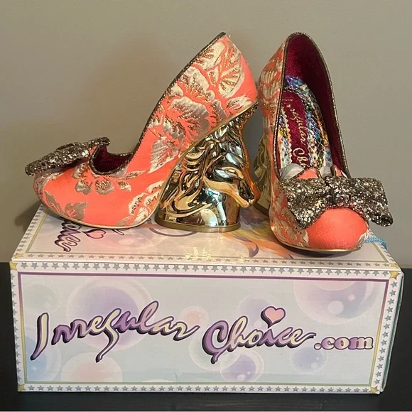 Irregular Choice Trixy in Coral /Gold size 36 - Picture 2 of 9
